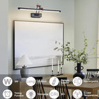 LED Battery Operated Picture Lights with Remote Wireless Art Lighting for Wall 23.6 Inch Rechargeable Painting Light Black Frame Lights Dimmable 3CCT Gallery Light for Library Portrait