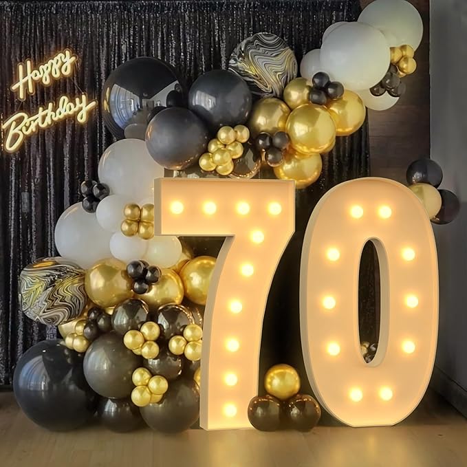 4FT Marquee Light Up Numbers, Large Marquee Numbers for 7th 17th 70th Birthday Decorations, Giant Light Up Numbers for Party Anniversary, Marquee Letters, Pre-Cut DIY Mosaic Numbers for Balloons 7