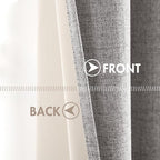 MIULEE Linen Texture Curtains for Bedroom Solid 100% Blackout Thermal Insulated Light Gray Curtains Grommet Room Darkening Drapes for Living Room Nursery 52x45 Inch (2 Panels)
