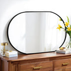 36x24 Mirror Runway Oval Wall Mounted Aluminum Alloy Metal Frame Rectangle Mirrors for Entryway Bedroom Bathroom Living Room 36 24 inch Black