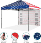 Best Choice Products 10x10ft Easy Pop Up Canopy w/Side Wall, 10 Pockets, Portable Carrying Case, 1-Button Setup, 4 Weight Bags - American Flag