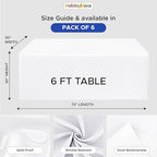 HolidayIdeas Fitted Rectangle Table Cloths 6ft Table Covers for Vendor Booth Display, Banquet, Wedding, Parties,30x72 Inch, White, 6 Pcs