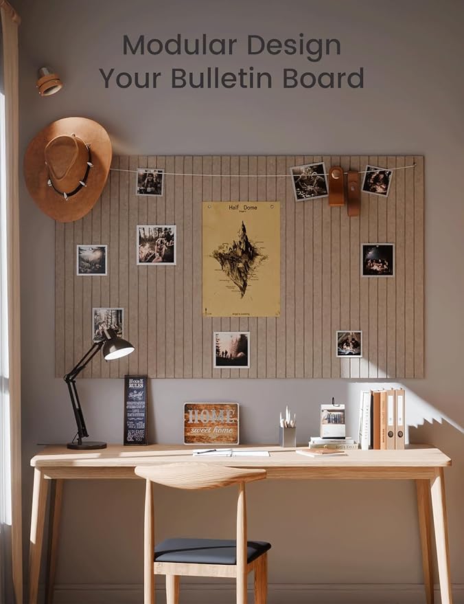 Large Felt Bulletin Board 48" x 36" Cork Board Alternative-12 Pack with 70 Safe Removable Adhesive Tabs, Cork Boards for Walls Cork Board for Home Office Classroom Pin Board-Taupe