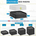 Bed Risers 1 inch, 2 inch, 3 inch, 4 inch Heavy Duty, Adjustable Furniture Riser for Table Desk Couch Sofa Chair Recliner Leg Frame Dorm, Stackable Bed Raisers Blocks (Black 16 Pack, 1 inch)