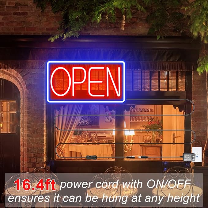Open Signs for Business Ultra Bright LED Neon Open Signs 16 Inch Plug In Electric Light Up Open Sign with ON/OFF Switch for Business Storefront Window Glass Door Shop Store Florists Bar Salon Cafes Restaurant Pubs