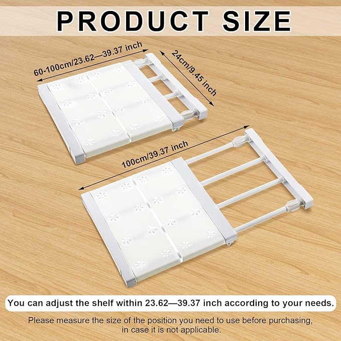 Gerrii 2 Pcs Closet Tension Shelf Rod Expandable Shelf Locker Organizer Adjustable Metal Storage Rack Scalable Layered Divider Separator for Cabinet Wardrobe Kitchen Bathroom (23.62''-39.37'')