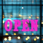31"x11" Large LED Open Signs for Business Super Bright Unique Design Pink Open Sign with Hanging Installation for Window Stores Bar Hotel Retail Shops Salon Restaurant Office Pink