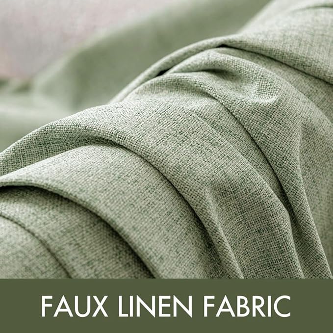 MIULEE Linen Texture Curtains for Bedroom Solid 100% Blackout Thermal Insulated Sage Green Curtains Grommet Room Darkening Drapes for Living Room Nursery 52x72 Inch (2 Panels)