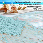 ZUEXT Decorative Fishing Net Large Blue & Beige 80x40 Inch, 2 Pack Picture Fish Net, Wall Photo Hanging Fishnet for Nautical Mermaid Pirate Ocean Themed Hawaii Beach Under The Sea Party Decorations