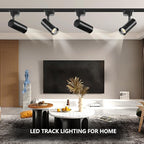 Ultra-Bright Black H Type Track Lighting Kit 4000K Natural White, 12 Heads 20W 2400lm with 13.1 FT Track Rails, Dimmable Plug in LED Track Lights Modern Indoor Spotlight Fixture