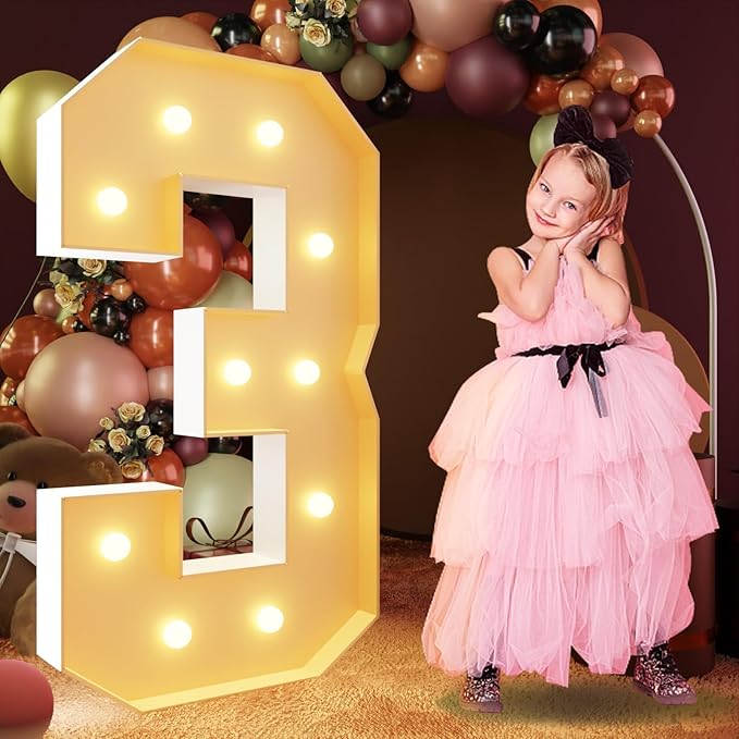 imprsv 4FT Marquee Numbers, Light Up Letters for 30th Birthday & Anniversary Parties, Pre-Cut Foam Board Kit