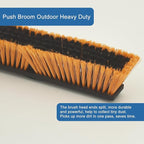 PBHEPJ 24 Inchs Push Broom Outdoor Heavy Duty, Shop Broom with 60" Long Bandle for Cleaning Outdoor or Indoor Tile, Garage, Shop, Deck, Concrete, Wood, Stone, Patio Floor, 2 Pack