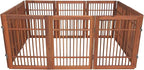 Urnporium Pet Dog Gate Strong and Durable Freestanding Folding Acacia Hardwood Portable Wooden Fence Indoors or Outdoors Foldable pet Barrier for The House (Brown Pet Gate, 10 Panel 24" Tall)
