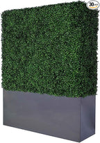 AGPL Artificial Boxwood Hedge Wall (38" Width* 12" Deep* 48" Height) with Dark Gray Stainless Steel Planter Box (48.0)