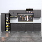 71"H Metal Storage Cabinet with Wheels, Tall Rolling Garage Cabinet with 3 Adjustable Shelves & Locking Doors & Pegboards, Heavy-Duty Tool Cabinet for Home Office, Workshop, Warehouse, Black