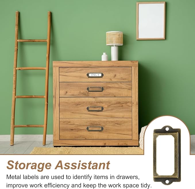 PATIKIL 70x33mm Metal Label Holders, 30 PCS Label Name Card Tag Frames with Screws for Office Library File Cabinets Shelves Wood Drawers Fabric Bins, Bronze