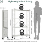 DEANIC 4 Tier Foldable Storage Shelves with Wheels, Large Capacity Shelving Unit, Freestanding Metal Wire Shelf Rack, No Assembly Organizer Rack for Garage Kitchen, Basement, Pantry(Grey Pack of 2)