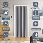 ChrisDowa Blackout Door Curtains for Doorway Privacy, Grommet Closet Curtains for bedroom closet door, Thermal Insulated Temporary Doorway Cover Room Divider Drapes (1 Panel, Light Grey, 34 x 80 Inch)