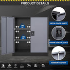Metal Storage Cabinet-36” Tall Steel File Cabinets with Lockable Doors and Adjustable Shelves-Black&Gray Steel Storage Cabinet for Home Office, School, Garage