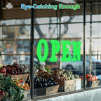 41"x15" Large LED Open Signs for Business Super Bright Unique Design Open Sign with Hanging Installation for Window Stores Bar Hotel Retail Shops Salon Restaurant Office Green