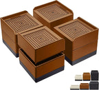 Bed Furniture Risers 3 inch, Square Adjustable Risers Blocks for Bed Sofa Table and Couch Lift to 1.5 or 3 inch，Heavy Duty Support Up to 1,300 Lbs (4 Pack-Brown)