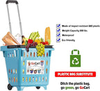 dbest products GoCart,Teal Grocery Cart Shopping Laundry Basket on Wheels