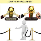 Woanger 6 Pack Velvet Stanchion Rope, 5 Feet Crowd Control Stanchion Ropes Safety Barrier with Gold Plated Hook for Carpet Events Movie Theaters Grand Openings Hotels Party(Black)