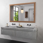 Amorho Bathroom Mirror for Over Sink, 50 X36 Inch Walnut Wood Grain Metal Frame Wall Mirror, Anti-Rust, Hang Horizontally/Vertically, Suitable for Bedroom, Farmhouse, Bathroom, Decorative