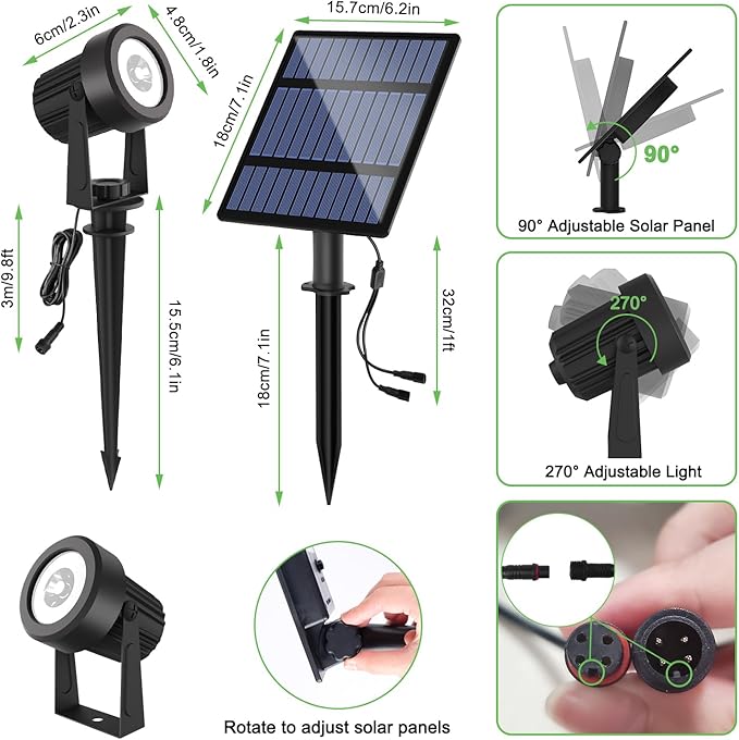 Solar Spotlights Outdoor Waterproof, RGB Landscape Spotlights, Christmas Decorative Solar Spot Lighting for Garden, Yard, Pathway, Lawn, Poolside, Party, 2-in-1 Mounted (RGB, 4 Pack)