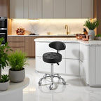 Kaleurrier Swivel Stool Chair Adjustable Height,Heavy Duty Hydraulic Rolling Metal Stool for Kitchen,Salon,Bar,Office,Massage (with Back Rest) (Black)