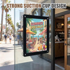 Thyle 2 Pack 8.5 x 11 Acrylic Window Sign Holder with Suction Cups and Black Frame, Clear Acrylic Frames Glass Door Wall Mount Advertising Signage Sign Holder for Mall, Office, Home, Store, Restaurant