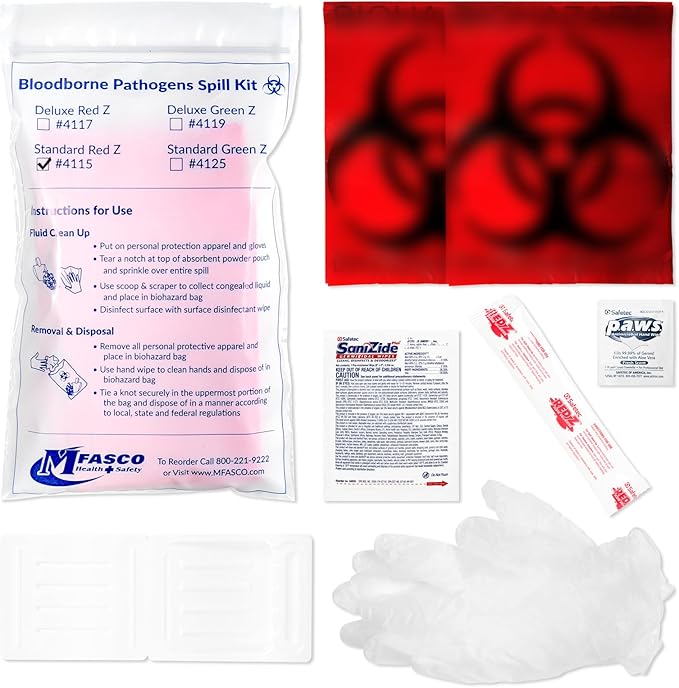 MFASCO Vomit & Bodily Fluid Clean Up Kit - Blood Spill Kits, Body Fluid Spill Kit - Comprehensive Cleanup Solution for Health Hazards and Ready First Aid Kit Spill Management