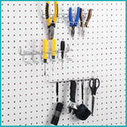 Coume 6 Pcs Pegboard Screwdriver Holders Organizer Pegboard Plier Holders Stainless Steel Peg Board Tool Utility Hooks Accessories Shelving Display Multi-Ring Tool Racks for Shop Store(Silver)