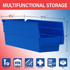 Akro-Mils 30120 Plastic Shelf Bins, Heavy Duty Storage Bins for Garage, Closet, and Drawer Organization, 12-Inch x 4-Inch x 4-Inch, Clear, 24-Pack