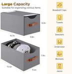 4 Pack Stackable Storage Drawers, Fabric Closet Organizers and Storage with Handles and Clear Window, Pull-Out Clothes Storage Bins with Drawer for Closet, Bedroom, Living Room, Under Bed, Gray
