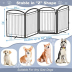 Full Metal Free Standing Dog Gate with Door for Outdoor Indoor,96'' Extra Wide 36'' Tall Dog Gates for Doorways,Large Openings,Decks,Porch,Freestanding Portable Pet Fence(4 Panels,Black)