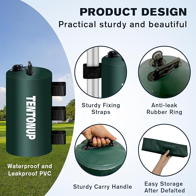 Canopy Water Weight Bags, 88 LBS Heavy Duty Canopy Weights Set of 4, Tent & Gazebo Leg Weights for Pop Up Canopy, Carport, Green