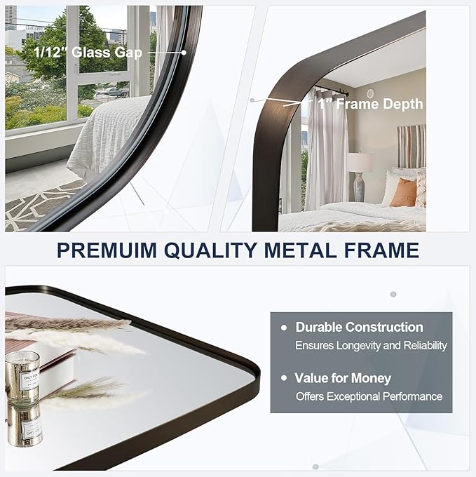ANDY STAR Brushed Bronze Bathroom Mirror, 30x40” Oblong Mirror with Stainless Steel Metal Frame, Oval Vanity Mirror for Over Sink, Modern Anti Rust Wall Mounted