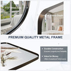 ANDY STAR Brushed Bronze Bathroom Mirror, 30x36 Oblong Mirror with Stainless Steel Metal Frame, Oval Vanity Mirror for Over Sink, Modern Anti Rust Wall Mounted