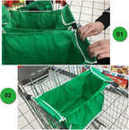2Pack Reusable Shopping Trolley Bags Grab and Go Bag Collapsible Grocery Tote Bags with Handles, Clip on Shopping Cart As Seen On TV