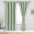 JIUZHEN Blackout Curtains for Bedroom– Thermal Insulated,Noise Reducing Room Darkening Rod Pocket Curtains for Living Room, Set of 2 Panels with Tiebacks, 42 x 72 inch Long, Light Green