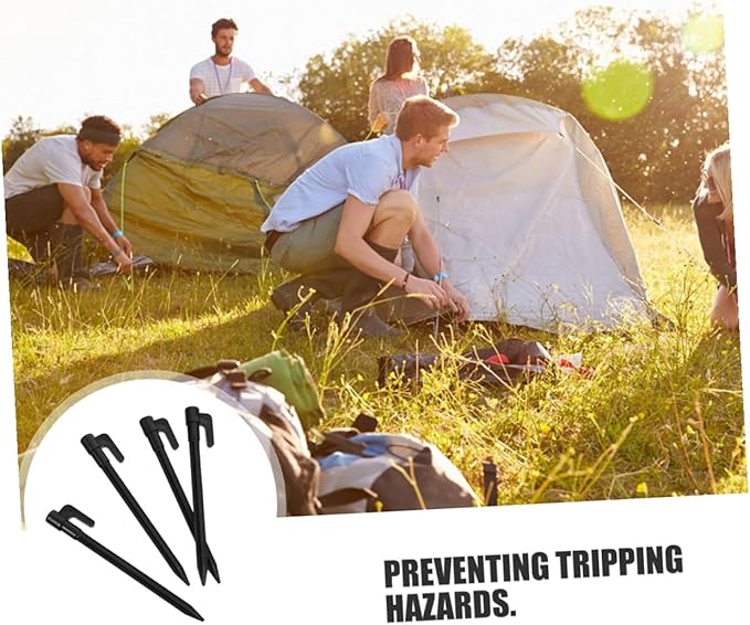 GALPADA 10pcs Plastic Beach Tent Stakes for Sand Camping Lightweight Pegs for Outdoor Gardening Hiking Tarp and Rug Anchoring Easy Setup Black Sand Stakes