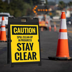 Caution Spill Cleanup in Progress Stay Clear Sidewalk Sign Kit, 18x24 Inches, with A Frame Stand, Made in USA