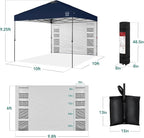 Best Choice Products 10x10ft Easy Pop Up Canopy w/Side Wall, 10 Pockets, Portable Carrying Case, 1-Button Setup, 4 Weight Bags - Navy Blue