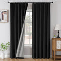 Joydeco Pinch Pleated Curtains - 100% Blackout for Bedroom, Black Linen Curtains 40" W x 96" L, Thermal Insulated 2 Panels Light Blocking Drapes, Back Tabs for Living Room