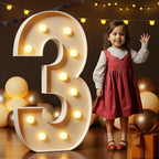 Marquee Numbers 4 Feet Tall Large Light Up Numbers 3th 13th 30th Three RexBirthday Decorations Big Yellow Light Outdoor Anniversary Decorations Balloon Arch Kit Party Backdrop 3