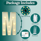 Marquee Letters 3 Feet Tall, 3FT Large Light up Letters M, Big Sign M with Warm White Light for Birthday MOM Wedding Proposal Engagement Graduation Party Backdrop Decorations