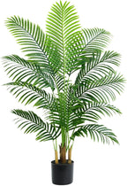 Artificial Fake Palm Tree 4FT Tropical Faux Palm Trees in Pot with 13 Trunks and Real Bark Design Areca Floor Plant Faux Palm Plant for Indoor Outdoor Home Decor