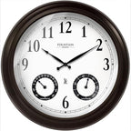 20" Evander Large Outdoor Atomic Wall Clock with Temperature & Humidity, Waterproof Outdoor Clock Thermometer Combo for Patio, Pool and Garden Decor,Oil Rubbed Bronze Black