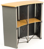 Portable Trade Show Counter, Sets Up in Minutes, Includes Gray Hook & Loop-Receptive Fabric Front and MDF Countertop with Natural Wood Finish – Stands 37-1/2” Tall